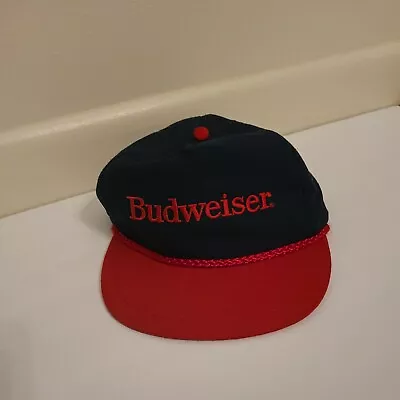 Mens Beer Bonnets Vtg Red And Blue Budweiser Hat Size M/L In Great Condition! • $11.25