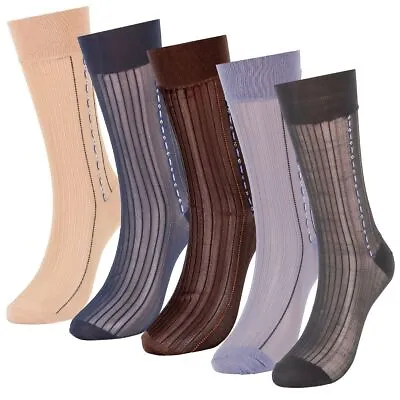 $6.50 • Buy 1/3/5 Pairs Mens Ultra Thin Dress Socks Silk Sheer Business Sock Soft Nylon Work
