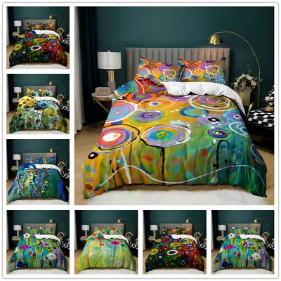Abstract Oil Painti 3D Printed Bedding Set 3PCS Duvet Cover & Pillowcase(s) AU • $85.80