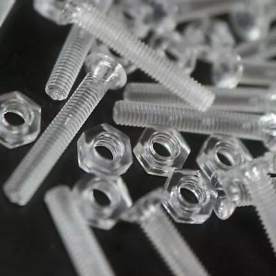 £20.99 • Buy 50x Countersunk Screw Nuts & Bolts Transparent Clear Plastic Acrylic M3 X 20mm