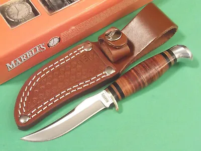 MARBLES MR396 SMALL HUNTER Stacked Leather Fixed Blade Knife 6 1/4  Overall NEW! • $20.74
