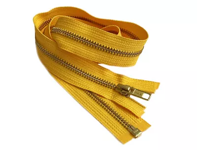 28 Inch Metal Zipper YKK #5 Golden Brass Medium Weight Separating Made In USA • $3.09