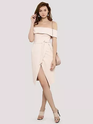 $80 • Buy Forever New Bianca Bardot Tie Waist Size 12 Pink Dress
