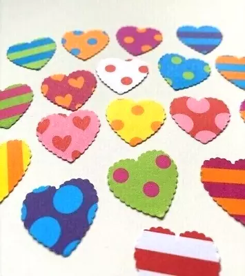 POLKA DOTS HEARTS CARD MAKING SHAPES SPOTTY AND STRIPY DESIGN X 50 • £1.75