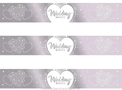 £2.48 • Buy 9ft Wedding Day Wishes Hearts Silver Foil Banner Party Wall Door Car Decorations