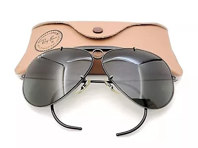 Vintage B&L Ray Ban Bausch & Lomb G15 Gray 62mm Black Aviator Shooters W/Case • $199.99