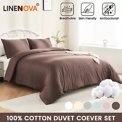 LINENOVA 100% Cotton Quilt Cover Set Ultra Soft Comfy Luxury Duvet Cover AllSize • $59