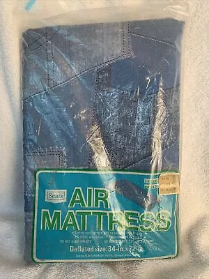 Vintage Sears Air Mattress New In Package Never Opened NIP BLUE Denim Jean Print • $35.99