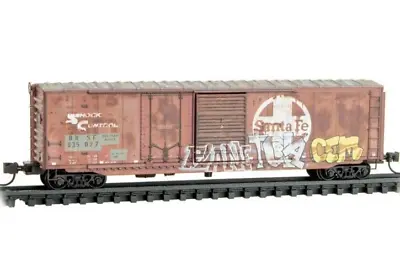 Micro Trains N Scale ~ New ~ Ex Santa Fe BNSF 50' Box Car ~ Weathered ~ 07644150 • $28.72