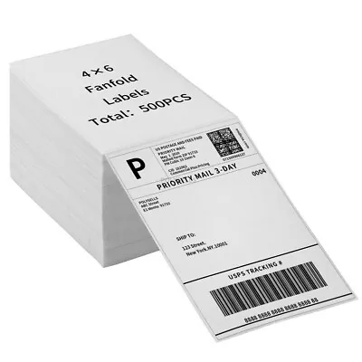 500 4 X6  Fanfold Direct Thermal Shipping Labels For Zebra And Rollo Printers • $17.99