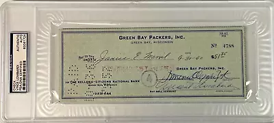 Vince Lombardi Signed Check 1960 Green Bay Packers Payroll Check 9/30/1960 • $999.99