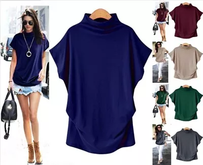 £7.99 • Buy Ladies Sweatshirt Blouse Womens High Neck Ombre Loose Tops Pure Batwing T Shirt