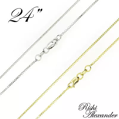 14K Gold BOX Chain Necklace White Or Yellow .8mm Italian Made Stamped 14KT • $189.99