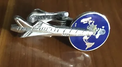 USA Jet Fighter Plane “Swallow” Enamel Earth Globe Vintage Tie Clip Aircraft • $24.98