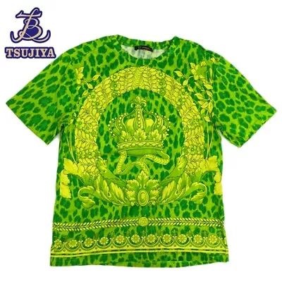 Authentic VERSACE Leopard Print T-shirt Green Men's Size 46 Cotton • $260