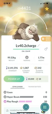 $8.50 • Buy Slaking Pokemon Trade Go Lv40 Unlocked Charge Move Pokémon Go Master Pvp