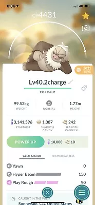 $8.50 • Buy Slaking Pokemon Trade Go Lv40 Unlocked Charge Move Pokémon Go Master Pvp
