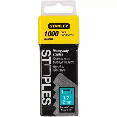 Stanley CT308T 1/2'' Flat Narrow Crown Staples (1000 Ct Pack) • $8.57