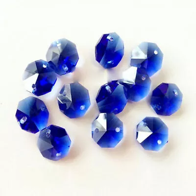 £1.92 • Buy 20pcs 14mm Dark Blue Crystal Octagonal Bead Decoration Crystal Chandelier Parts