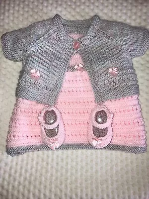 Hand Knitted Baby Dress Set (3-6months) • £18