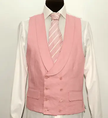 New Vestige London Double Breasted Linen Morning Wedding Waistcoat Xxl 46'' • £119