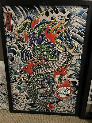 Ed Hardy Tattoo Dragon Acrylic Art On Framed Hard Poster • $160