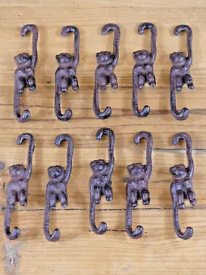 10 Monkey Hooks Plant Cast Iron Small Hook Hanger Kettle Hook Vintage Japanese   • $17.99