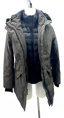 UGG Adirondack 3 In 1 Convertible Green Black Parka Vest Jacket With Hood Size S • £77.09