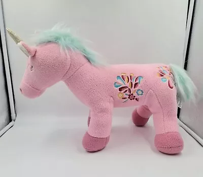 Laura Ashley Pink & Blue Kids Toy  Unicorn Teddy Bear Horse Embroidered Flowers • £6.99