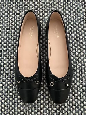 Kate Spade New York Pavlova Black Nappa Leather Ballet Flat Shoes - Size US 8.5B • $115