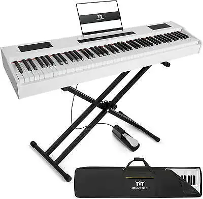 $299.99 • Buy 88 Keys White Digital Piano Hammer Action Keyboard With Stand, Pedal, Bag