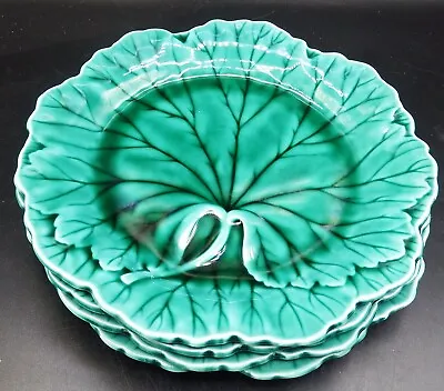 4 VTG Wedgwood Majolica Etruria Green 7 3/4  Cabbage Leaf Plates 1961 EXC! • $189.95