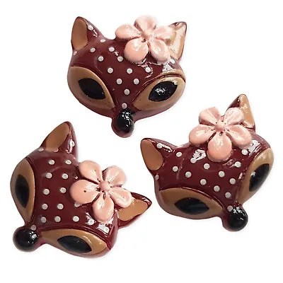 3pcs Cute Deer Head Resin Kawaii Flatback Cabochons Embellishment Decoden Craft • £1.59