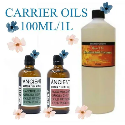 Carrier Oils Base Oils 100ml + 1 Litre Argan Vitamin E Avacado Evening Primrose • £11.99