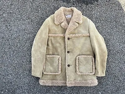 VTG 80s Fingerhut Fashions Faux Suede Sherpa Lined Jacket Coat Adult Size 44 USA • $24.49