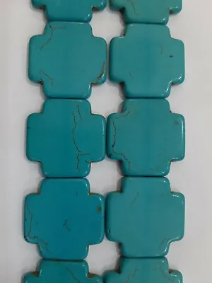 Iolite Turquoise 35X35X7MM Plain Cross APPR.12 Beads 1STRAND  • £9