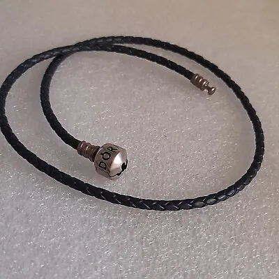 $42 • Buy Pandora St Sil Clasp Braided  Black Bracelet / Necklace Approx 40 Cm