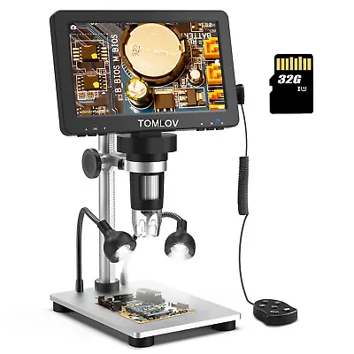 TOMLOV Digital Magnifier 1200X 7'' Coin Microscope Camera Soldering Microscope • $79.99