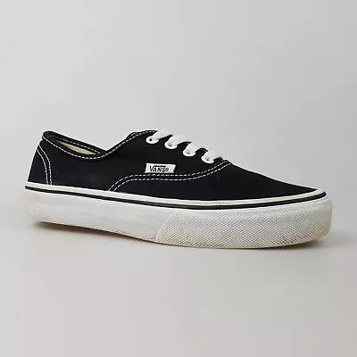 Boy's Girl's VANS Sz 4 US Shoes Black White Low Skate Canvas | 3+ Extra 10% Off • $24.49