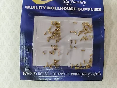 Brass Nails Brads Small Tiny Thin 3/32  Pack Of 100 Dollhouse Miniature Hardware • $5.99