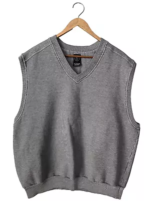 Nike Golf Mens Knit Sweater Vest Size XL Gray V Neck Sleeveless Pullover Cotton • $34.99