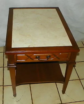 Mid Century Walnut Formica Top End Table / Side Table By Mersman  (ET133) • $349