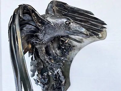 Scrap Metal Raven Sculpture Metal Art Wall Hanging • $1800