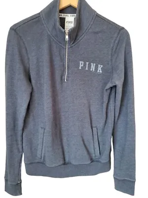 Victoria Secret Pink Size S Half Zip Pullover Long Sleeve Charcoal Gray 1986 • $7.99