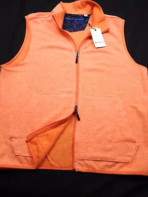 New! Robert Graham Performance Sweater Vest -xl Orange Zip -neon -pocket -golf • $28.99