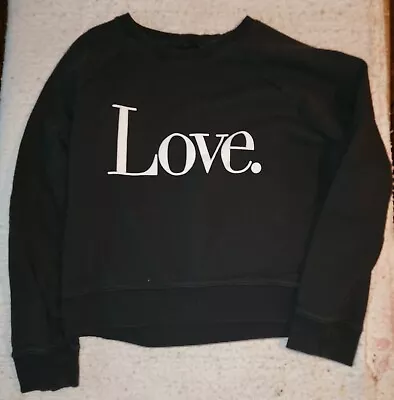 J. Crew Womens University Terry  Love  Sweatshirt Size Medium Black Crew Neck • $29.99