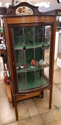 £90 • Buy Edwardian Inlaid Mahogany  Bow Fronted Display Cabinet