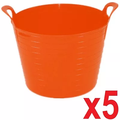 £27.99 • Buy 5 X 42 Litre Large Flexi Tub Home Garden Flexible Storage Colour Bucket Basket