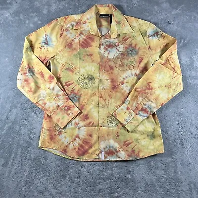 Large Vintage Men's Yellow Tie Dye DKNY JEANS Long Sleeve Shirt Size M Excellent • $58.99