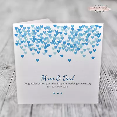 £3.80 • Buy Personalised Blue Sapphire 65th Wedding Anniversary Card